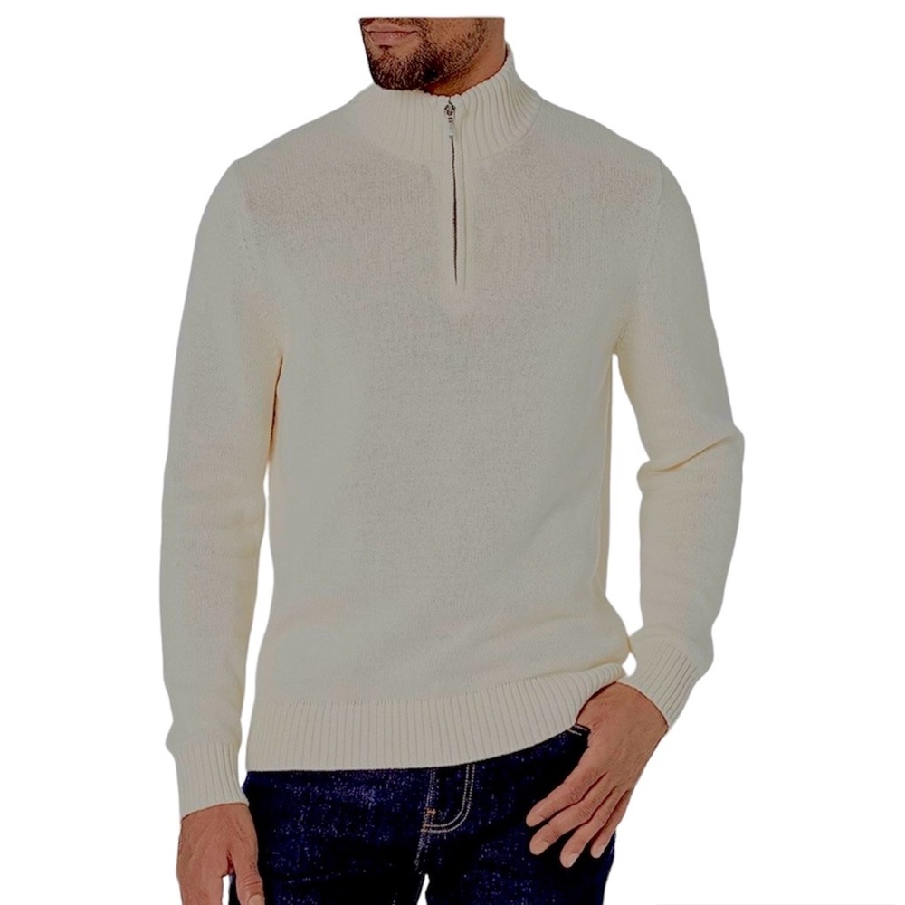 100% Cotton 1/4 Zip Jersey Knit Henley Sweater Ribbed Collar & Cuffs Big Men 3XL